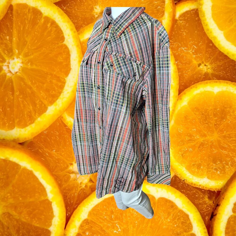 Rocawear Men's Cotton Plaid Flannel Long Sleeve Button-Down Shirt Size 2XL